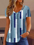 V Neck Casual Striped Blouse