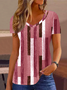 V Neck Casual Striped Shirt