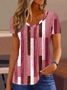 V Neck Casual Striped Blouse