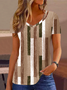 V Neck Casual Striped Shirt
