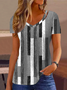 V Neck Casual Striped Blouse