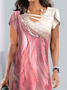 V Neck Casual Gradient Pattern Dress