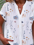 Plus size Floral Casual Notched Blouse