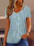Plus Size Cut-Outs Random Print Casual T-Shirt