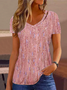 Plus Size Cut-Outs Random Print Casual T-Shirt