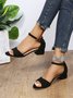 Women Minimalist Adjustable Buckle Block Heel Sandals