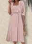 Women's Lace Plain Party Going Out Two Piece Set Half Sleeve Elegant Summer Coat With Skirt Matching Set