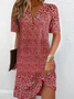 Women Floral Short Sleeve Summer Dress Daily Casual Mini Shift Dress H-Line Dress