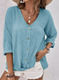 JFN Cotton V Neck Plain Blouse