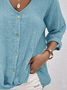 JFN Cotton V Neck Plain Blouse