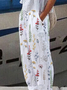 Floral Cotton Loose Casual Pants