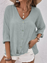 JFN Cotton V Neck Plain Blouse