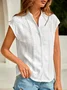 Casual Geometric Eyelet Embroidery Batwing Sleeve Button Front Shirt