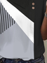 Color Block Loose Casual V Neck Shirt
