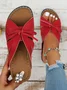 Casual Bowknot Hollow out Comfy Wedge Heel Slide Sandals