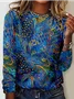 Women's  Peacock Casual Crew Neck Blouse