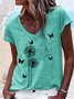 Women Plain Short Sleeve Tee T-shirt V Neck Casual Summer Top