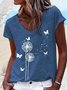 Women Plain Short Sleeve Tee T-shirt V Neck Casual Summer Top
