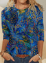 Women's  Peacock Casual Crew Neck Blouse