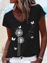Women Plain Short Sleeve Tee T-shirt V Neck Casual Summer Top