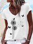 Women Plain Short Sleeve Tee T-shirt V Neck Casual Summer Top