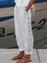 Women's H-Line Straight Pants Daily Going Out Pants Casual Buttoned Cotton Striped All Season Pants