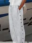 Women's H-Line Straight Pants Daily Going Out Pants Casual Buttoned Cotton Striped All Season Pants