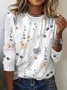Casual Floral Loose Knitted T-Shirt