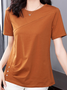 Plain Buckle Gathered Short Sleeve Casual Shirt