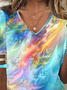 Casual V Neck Ombre T-Shirt