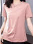 Plain Buckle Gathered Short Sleeve Casual Shirt