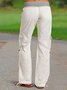 Linen Loose Plain Casual Drawstring Flap Pocket Side Tie Hem Long Pants