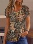 Loose V Neck Casual Floral Blouse