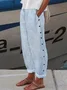 Women's H-Line Straight Pants Daily Going Out Pants Casual Buttoned Cotton Striped All Season Pants