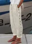Women's H-Line Straight Pants Daily Going Out Pants Casual Buttoned Cotton Striped All Season Pants