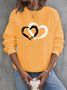 Heart/Cordate Crew Neck Casual Sweatshirt