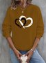 Heart/Cordate Crew Neck Casual Sweatshirt