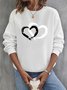 Heart/Cordate Crew Neck Casual Sweatshirt