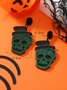 Halloween Glitter Skull Hat Stud Earrings