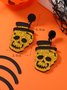 Halloween Glitter Skull Hat Stud Earrings