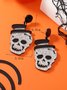 Halloween Glitter Skull Hat Stud Earrings