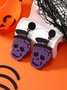 Halloween Glitter Skull Hat Stud Earrings