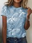 Casual Butterfly Cotton Crew Neck T-Shirt