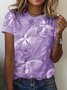 Casual Butterfly Cotton Crew Neck T-Shirt