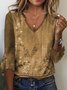 Ethnic Knitted Flare Sleeve Casual Shirt