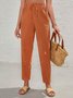 Linen Casual Plain High Waist Tie Front Tapered Pants