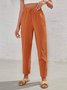 Linen Casual Plain High Waist Tie Front Tapered Pants