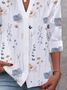 Women's Floral Long Sleeve Shirt Spring/Fall Buttoned V Neck Daily Casual Top