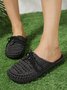 Women Lace Up Hollow Out Waterproof Beach Mules