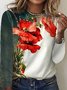 Plus Size Floral Casual Crew Neck Loose T-Shirt